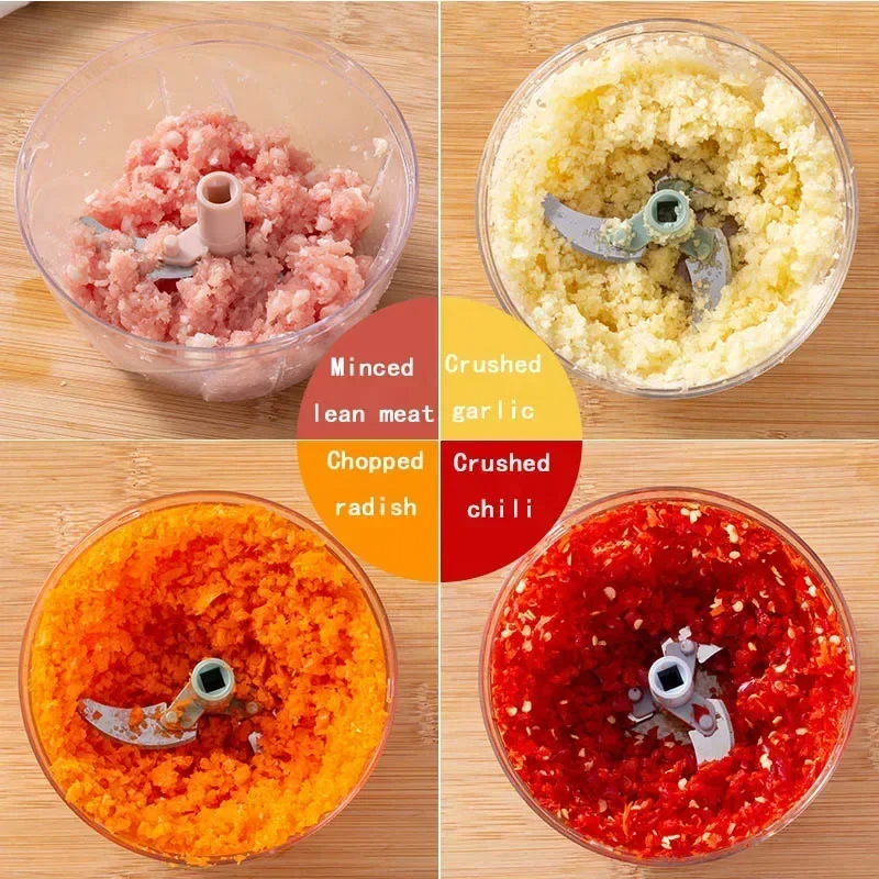 500/900ML Knoflook Chopper Handmatig Draaien Groentesnijder Chopper Slicer Fruit Knoflook Crusher Keuken Gadget Blenders Vleesmolen