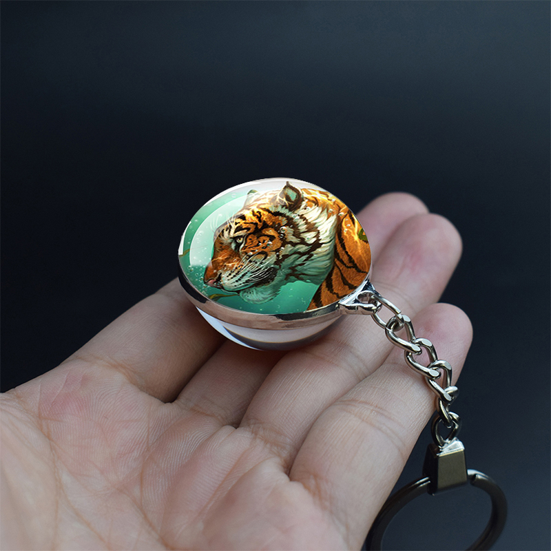 Tiger Picture Keychain Crystal Ball Jewelry Year of The Tiger Year Glass Ball Jewelry 35MM Keychain Year for Family: 3