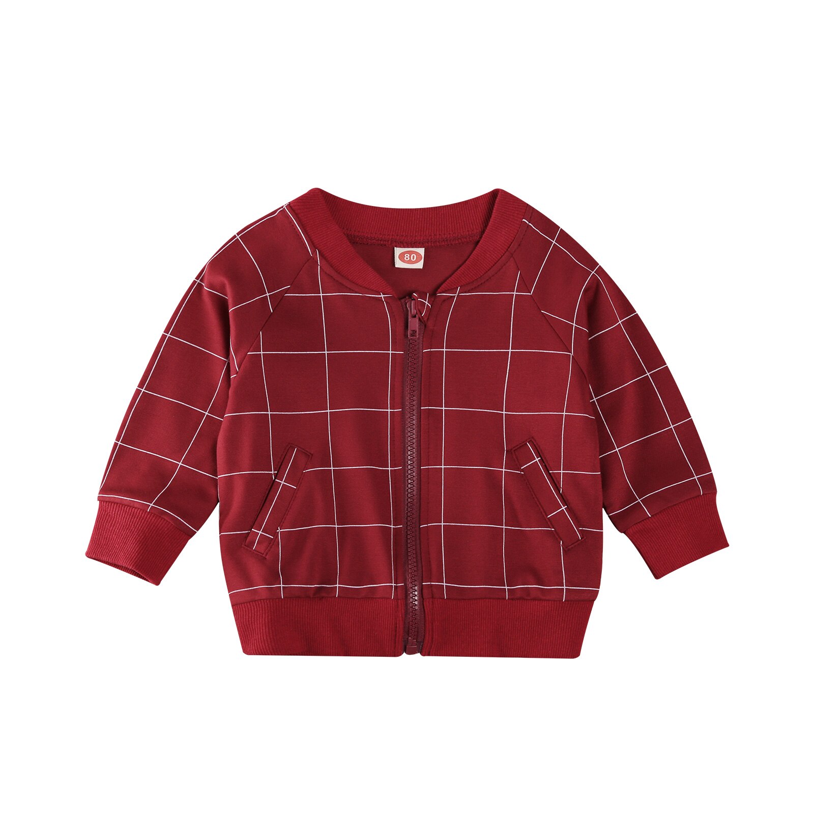 0-24M Frische Plaid aufbringen Jacke Frühling Baby Junge Mädchen HALTEN AKTIVE knapp Zurück langarm Reißverschluss Öffnen Mantel mit Taschen