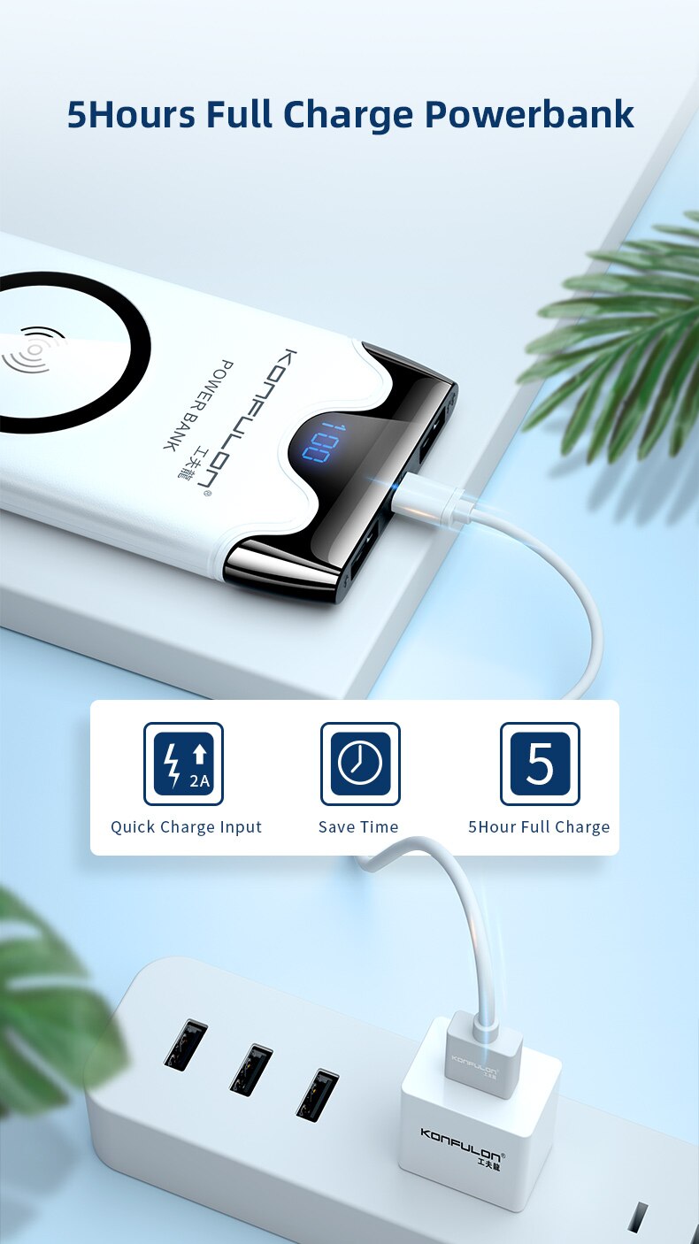 Banco de energía inalámbrico para teléfono móvil, batería externa de carga rápida de 10000 mAh, carga inalámbrica de 10000 mAh para iPhone 12