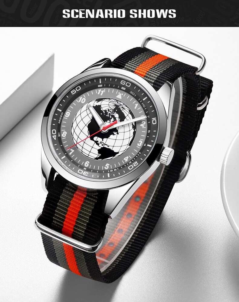 Addiesdive zegarek indywidualny modny styl Retro Pilot nylonowy pasek mineralny lustro stop 40mm Dial kwarcowy zegarek dla mężczyzn
