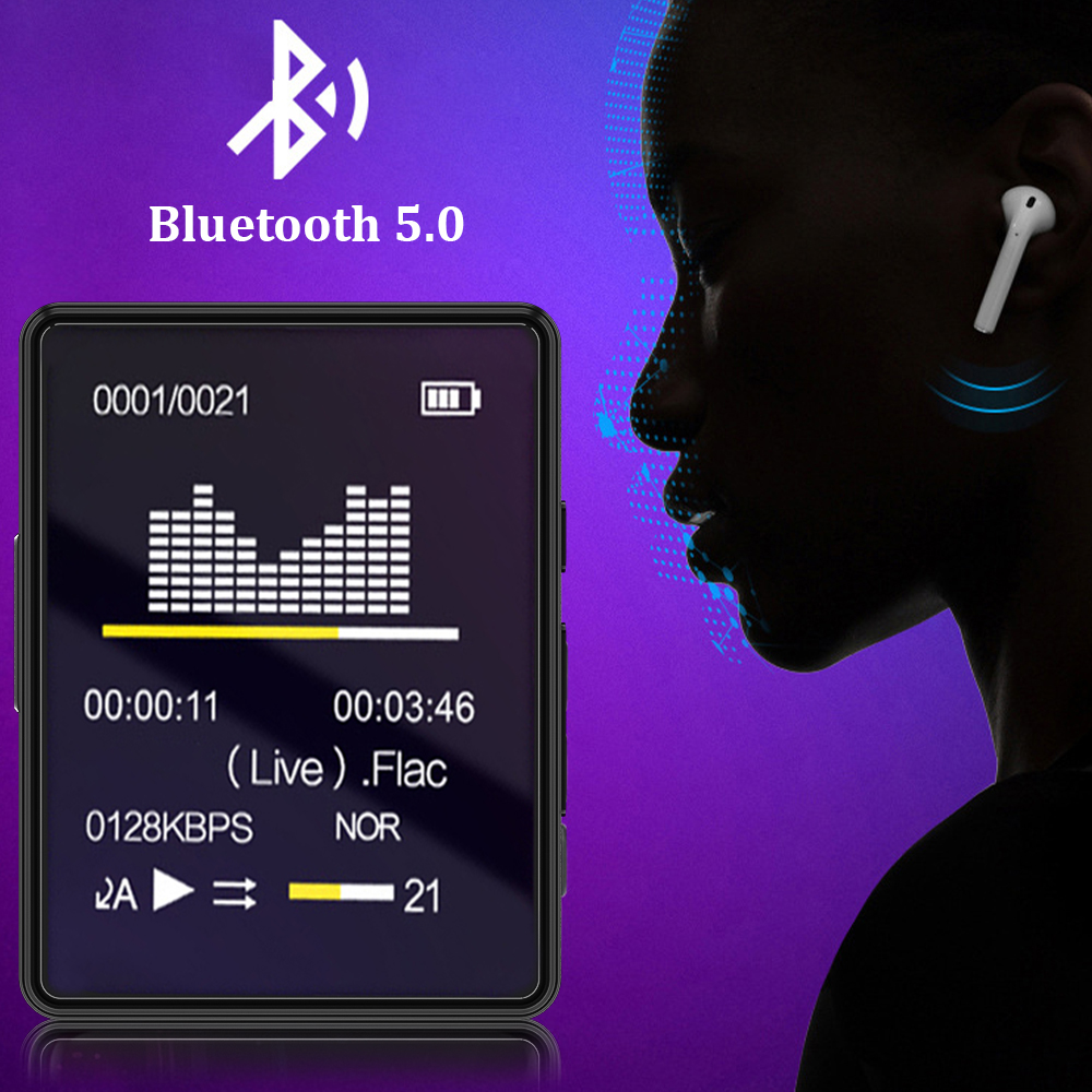 Bluetooth 5.0 Mini-MP3-Player 1,77 Zoll Studentensport Walkman Unterstützt Aufnahme Wecker Zeitanzeige usw.