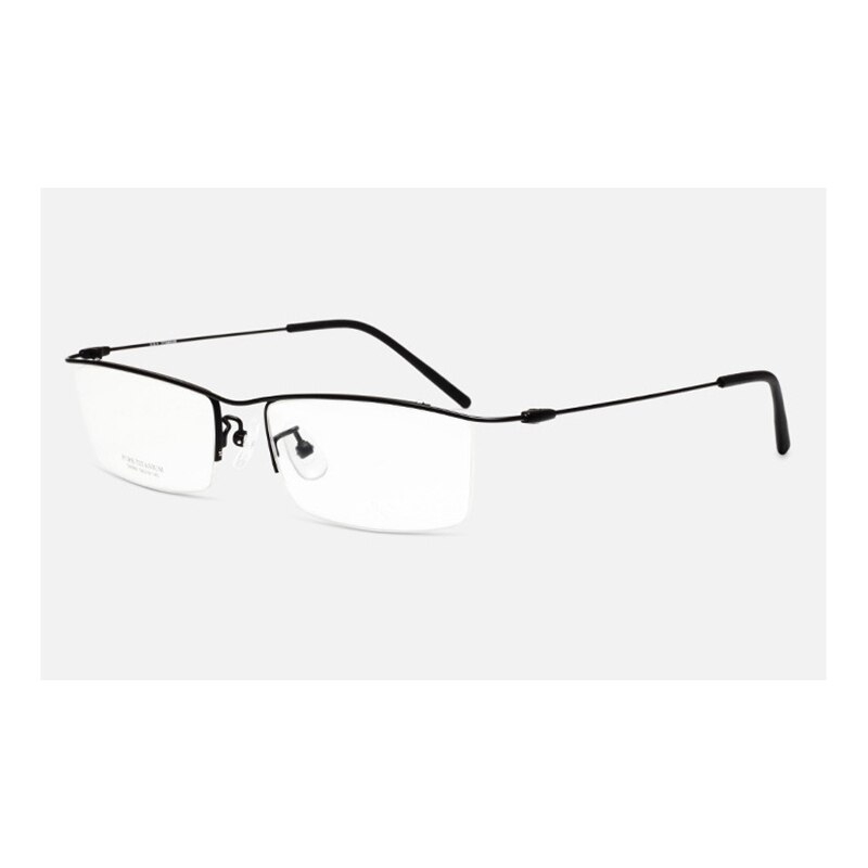 Browline media montura de titanio gafas con montura metálica para hombres, gafas de , gafas ópticas bonitas para hombre, montura de Anteojos de Prescripción: Black