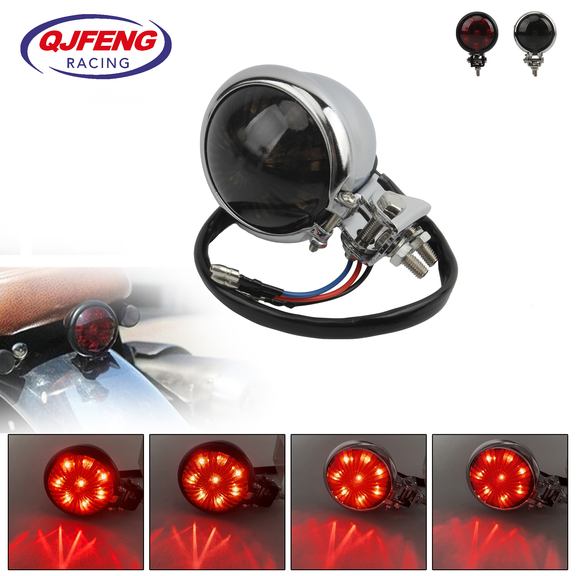Feu stop de moto pour Chopper Bobber café Racer vélo de rue 12V feux arrière LED arrêt de moto feu arrière Compatible