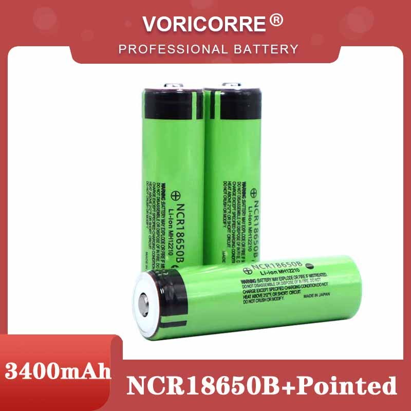 Original 18650 3.7 v 3400 mah Lithium Rechargeable Battery NCR18650B with Pointed(No PCB) For flashlight batteries