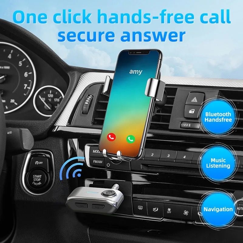 Bluetooth 5.3 Car Receiver Adapter 3.5mm AUX Jacks for Car Speaker Headset Audio Music Receiver Hands Free Bluetooth 5.3 Adapter