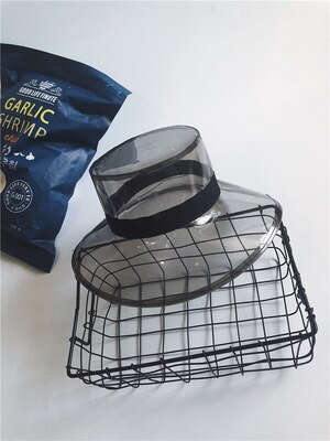 Damhatt sommar regnbeständiga hattar mjuk plast klar huvudbonader solskyddshatt pvc transparent flerfärgad hatt: Svart