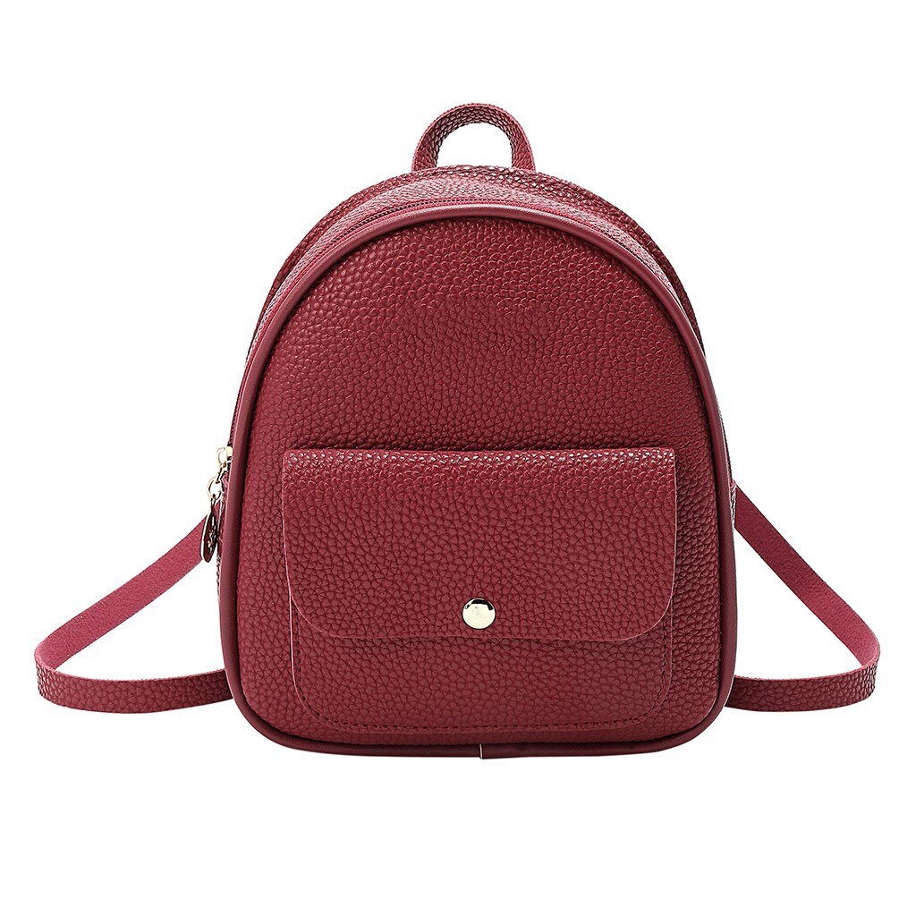 Cute Backpack Women Shoulders Solid Small Backpack Letter Purse Mobile Phone Messenger Bag Рюкзак Кожаный Женский: Red