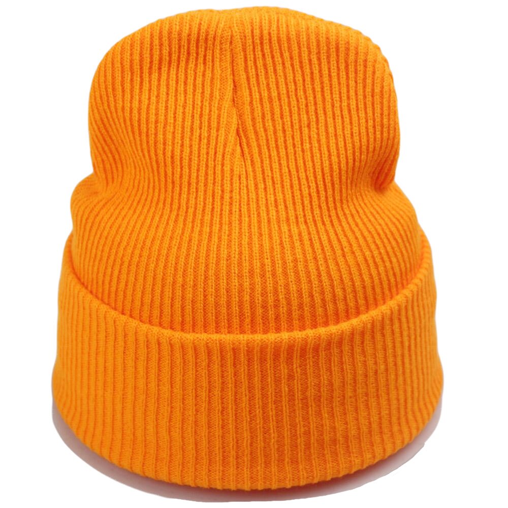 Blank Solid Winter Knit Beanie Hat for Women Men Stretch Soft Stylish Black Orange Yellow Beige Dark Green