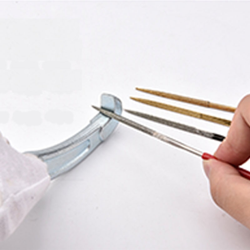Diamond plastic handle 10 piece set metal file set stainless steel gemstone polishing alloy file small metal processing file