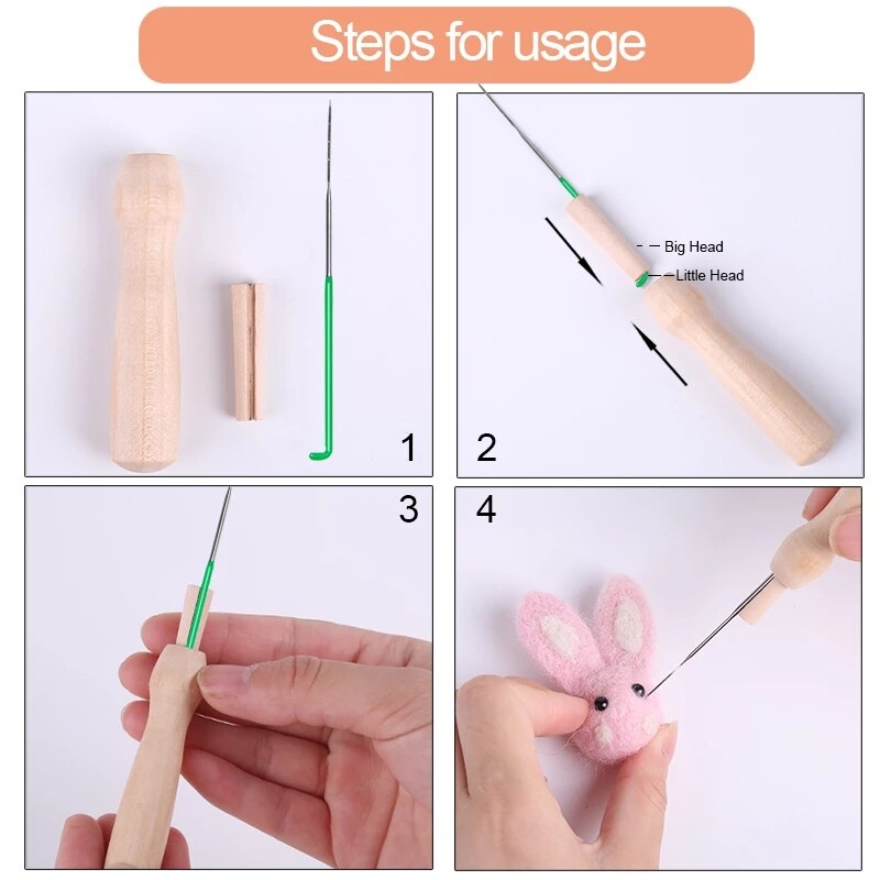 24 Colors Wool Fiber DIY Wool Felt Kit Handle Wool Felt Toys Making Fabric Materials Handcraft Felt Needle For Beginners