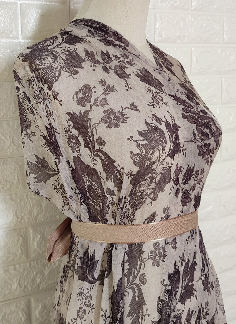 Tela crepé Georgette de seda con flores, para vestido de pañuelo, Material fino Natural, Vintage, 100cm x 135cm