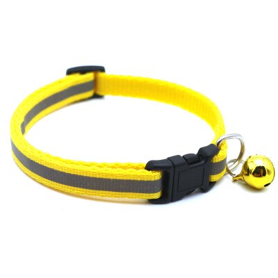 Breloque réfléchissante et cloche collier de chat élastique de sécurité réglable avec du matériel de velours doux nouvelles couleurs produit pour animaux de compagnie petit collier de chien: Yellow