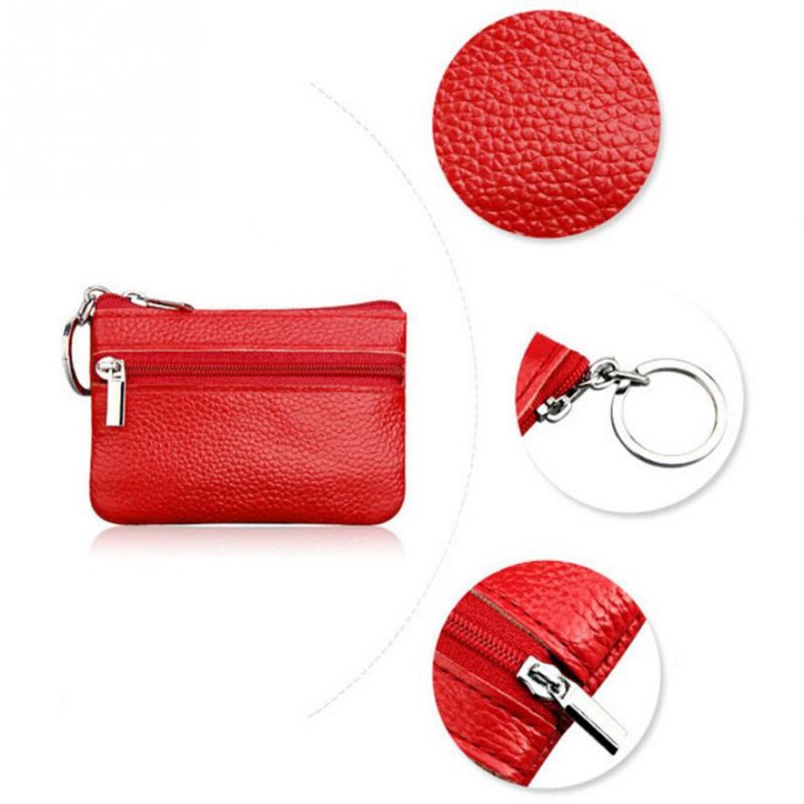 Brand Women Vintage Faux Leather Coin Purse Lady Short Small Coin Purse Soft Wallet Clutch Two Zipper Bag