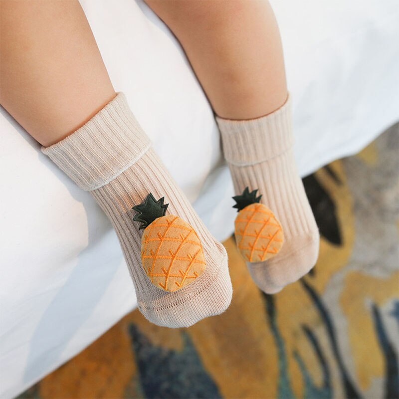 0-18 Months Cotton Children's Socks Baby Cartoon Fruit Rubber Anti Slip Floor Infant Socks Kids Toddlers Autumn Spring Stock