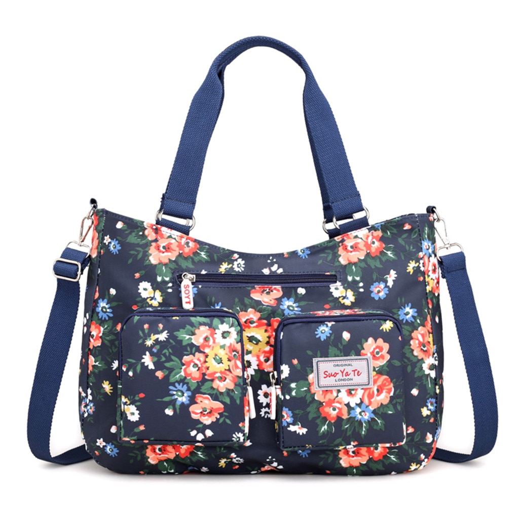 20 # Große Kapazität Ethnische Schulter Taschen Frauen Umhängetasche Bote Tasche Tote Einkaufstasche Blumen- drucken Schulter Taschen: B