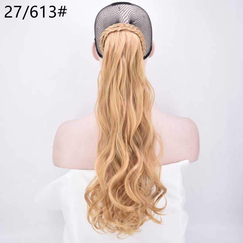 Glæde & skønhed syntetisk hår langt bølget hår chignon fiber med høj temperatur 130g 22 "klip i hestehalehårforlængelser