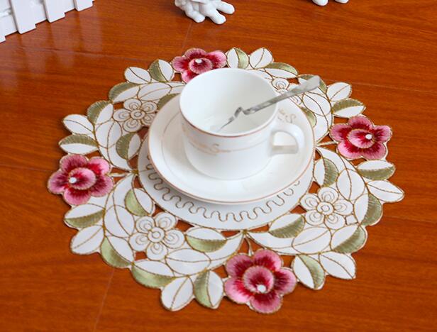 lace satin table place mat pad Cloth embroidery pl... – Grandado