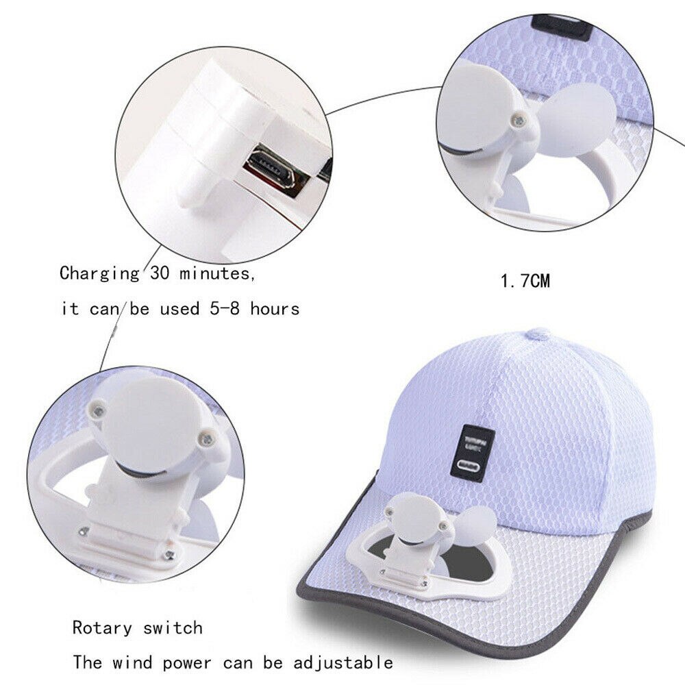 Zomer Fan Cooling Baseball Cap Hoed Usb Opladen Ademend Schaduw Zonnebrandcrème Hoed Vereist Vissen Zomer Sport Outdoor