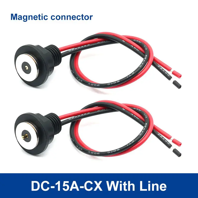 DC-15A-CX con línea de conector magnético, terminales impermeables, cable de alimentación de carga de 1,2 M, contactos magnéticos, enchufe macho hembra