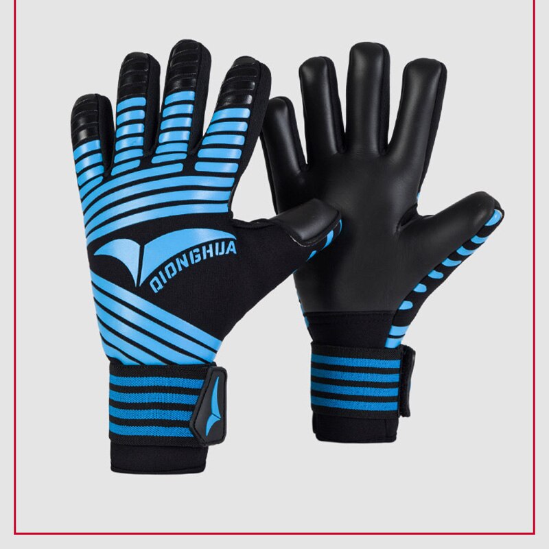 Brand Goalkeeper Gloves without Finger Protection Thickened Latex Soccer Football Goalie Gloves Goal keeper Gloves: Blue / size 8