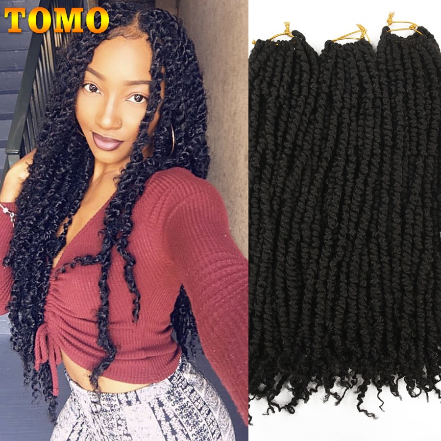 TOMO 18 Zoll 45cm Frühling Leidenschaft Twist Häkeln Haar Ombre Synthetische Flechten Haar Extensions 12 Wurzeln Flauschigen Häkeln Zöpfe