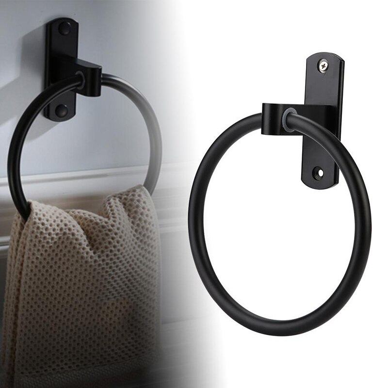 2- pack håndkle ring håndkleholder til bad håndkle stativer veggmontering baderomsutstyr svart