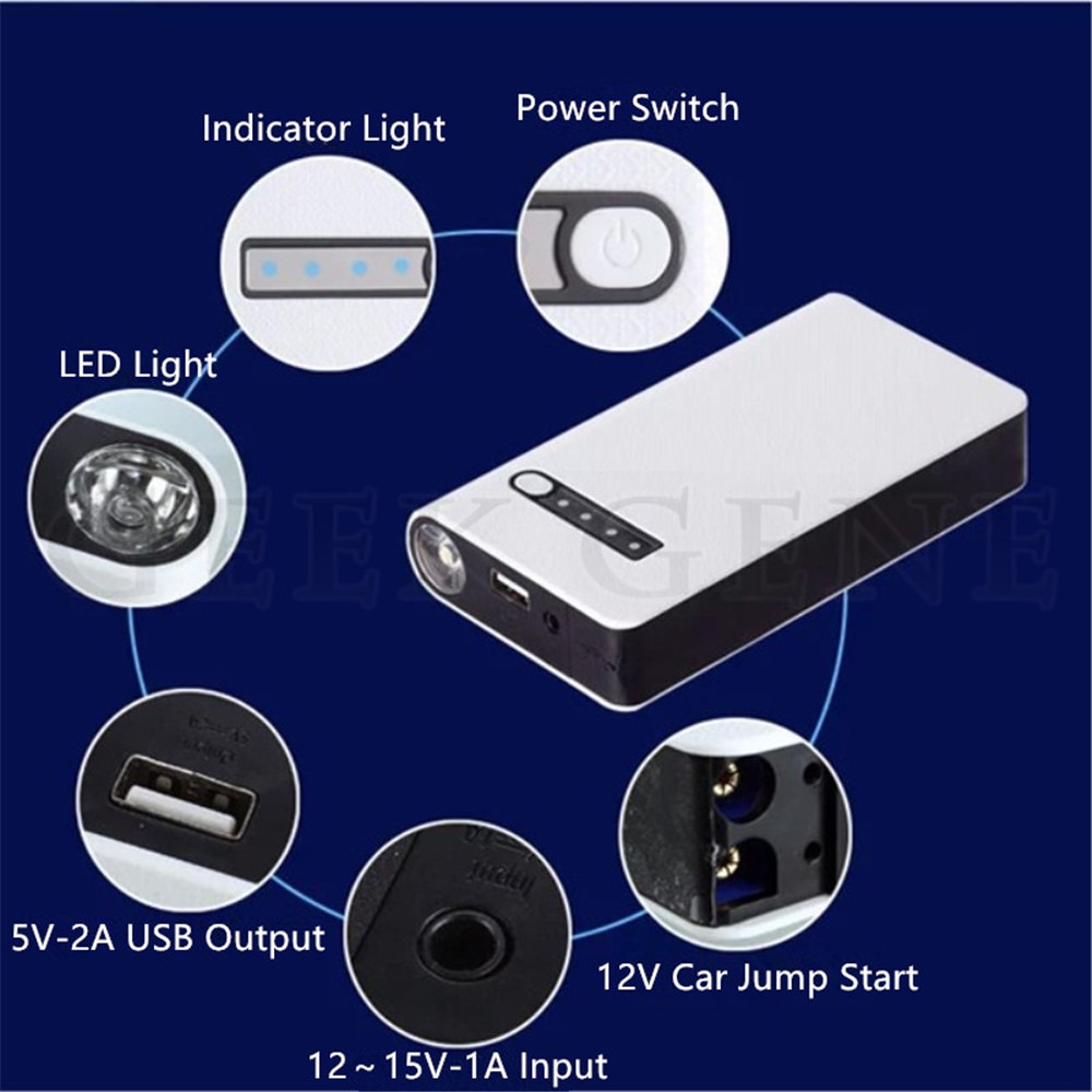 GKFLY-dispositif de démarrage de voiture 12V, 600a, 12000mAh, chargeur de voiture 4usb, batterie externe a, Booster de batterie
