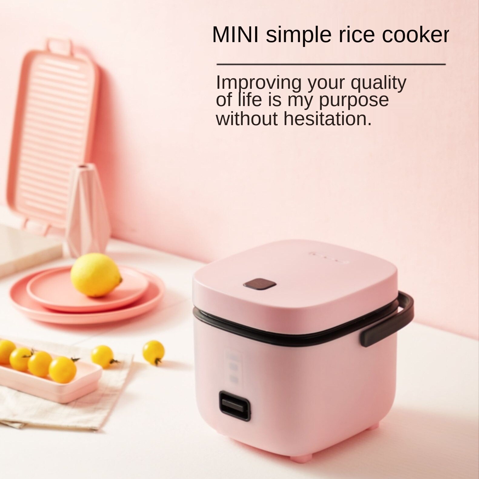 1-2Mini Rice Cooker Small People Rice Cooker Household Rice Cooker Small Household Appliances Electrical Kitchen Supplies: Pink