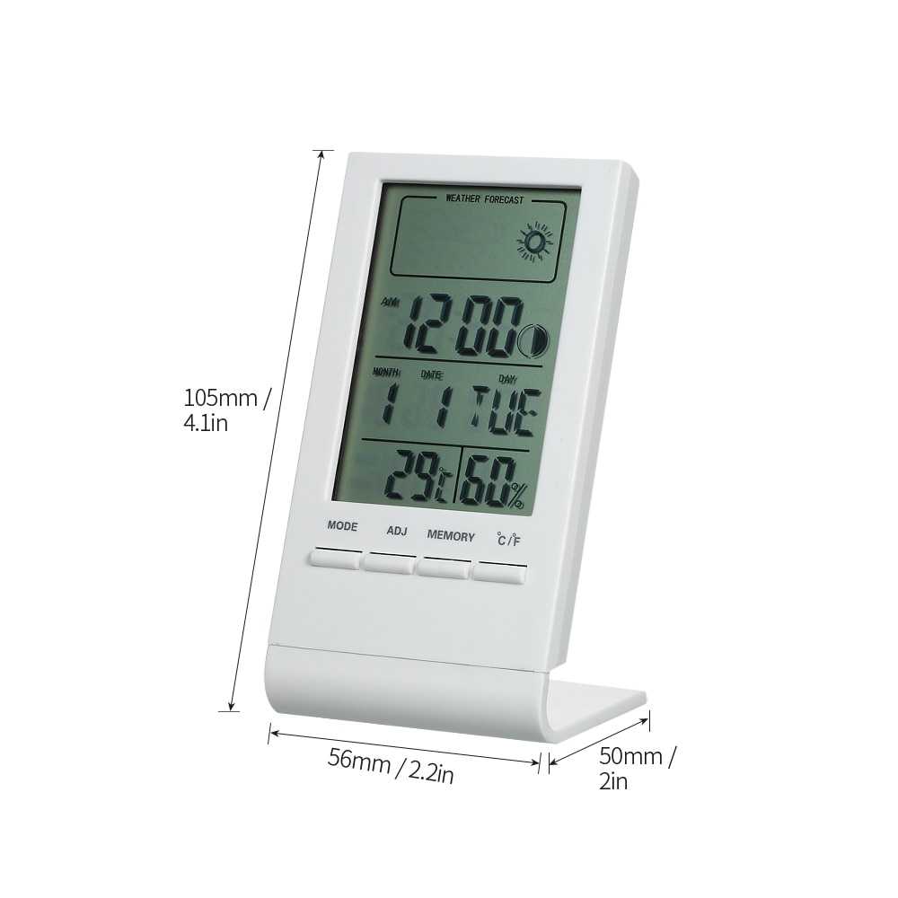 Mini Digital Thermometer Hygrometer Indoor Temperature Humidity Meter Gauge Clock Weather Station Forecast Max Min Value Display