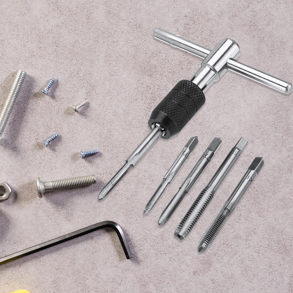 10pcs M4-M8 Tap and Die Set Screw Thread Plug Taps Wrench Hand Tapping Tool