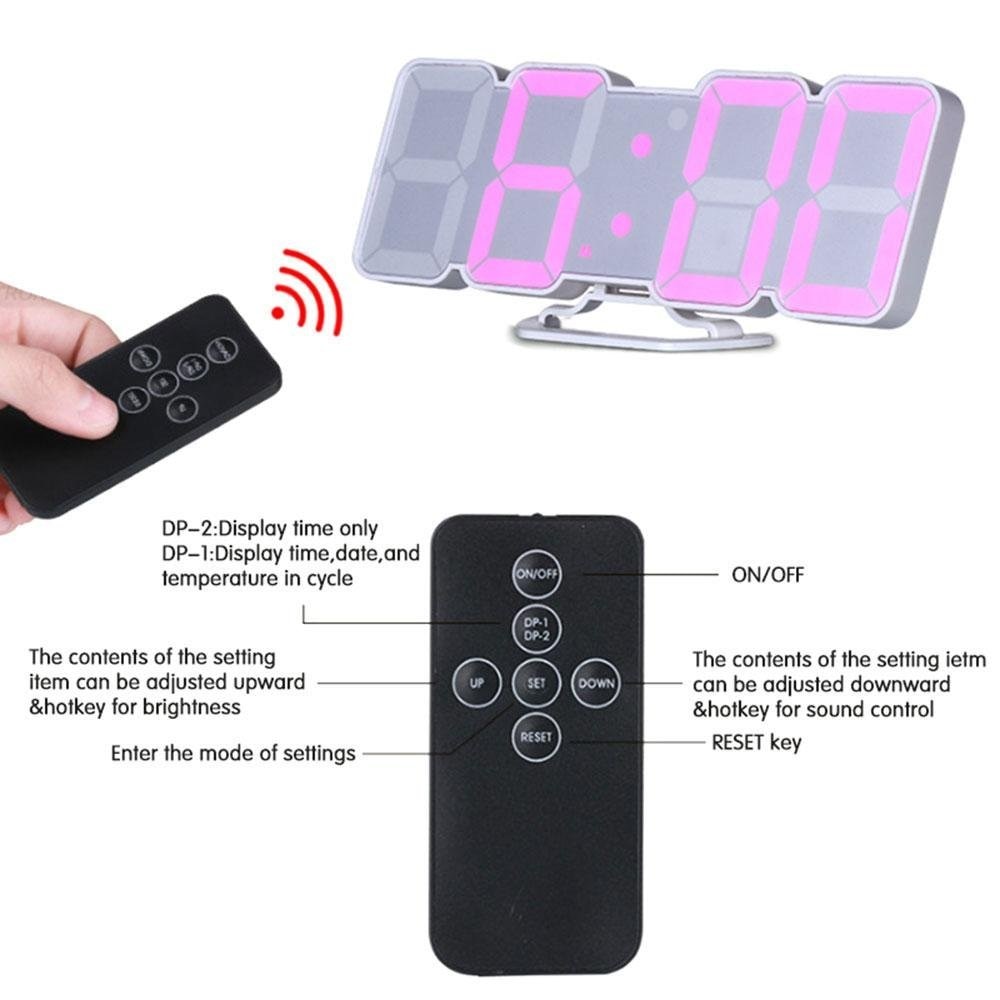 Remote Control 3D LED Digital wall clock Voice Control electronic table wall watches nixie clock kitchen horloge mural