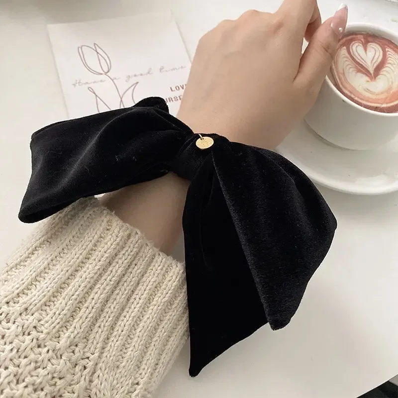 Vintage terciopelo arco Scrunchie nudo de conejo cinta de cuerda para el cabello elástico Cola de Caballo titular lazo para el cabello accesorios sólidos para el cabello invierno