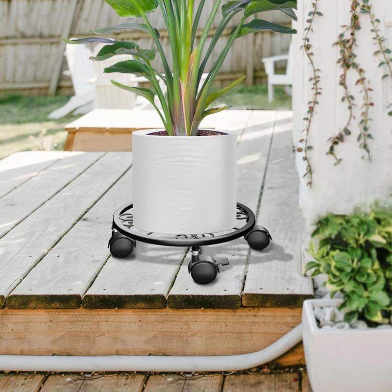 Plantenstandaard op wielen, bloempotstandaard met wielen, plantenbak met wielen, sterk draagvermogen, plantenstandaard op wielen voor in de tuin