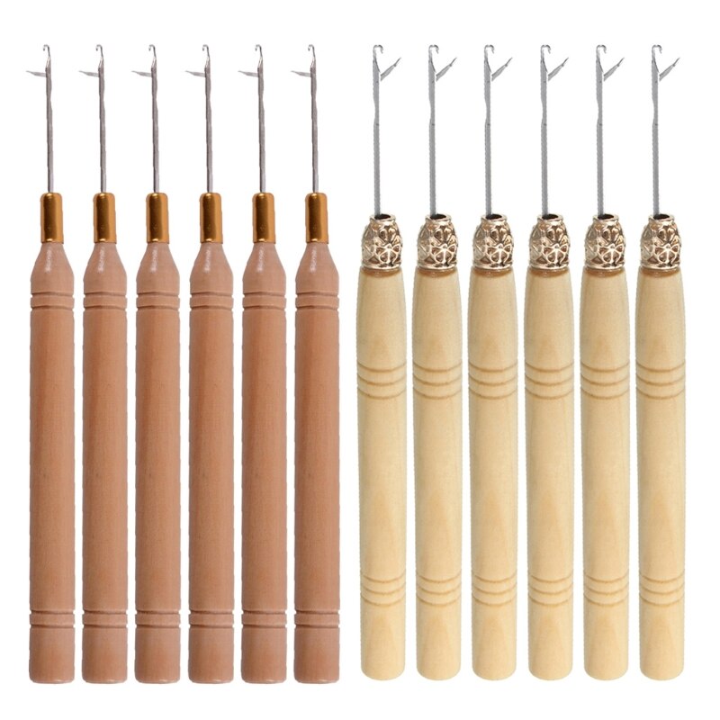 12 Pcs Micro Rings Loop Tool Threader Pulling Needle Used With Hair Plier