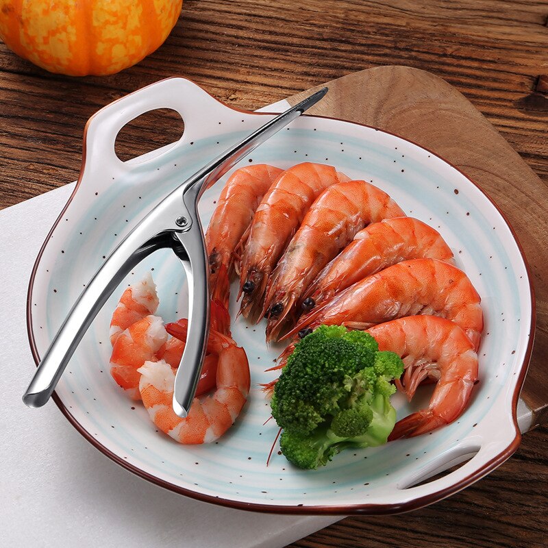 Décortiqueur de crevettes en acier inoxydable, pour fruits de mer,fournitures de cuisine pratiques, outil de décortication portable, couteau de pêche, éplucheur