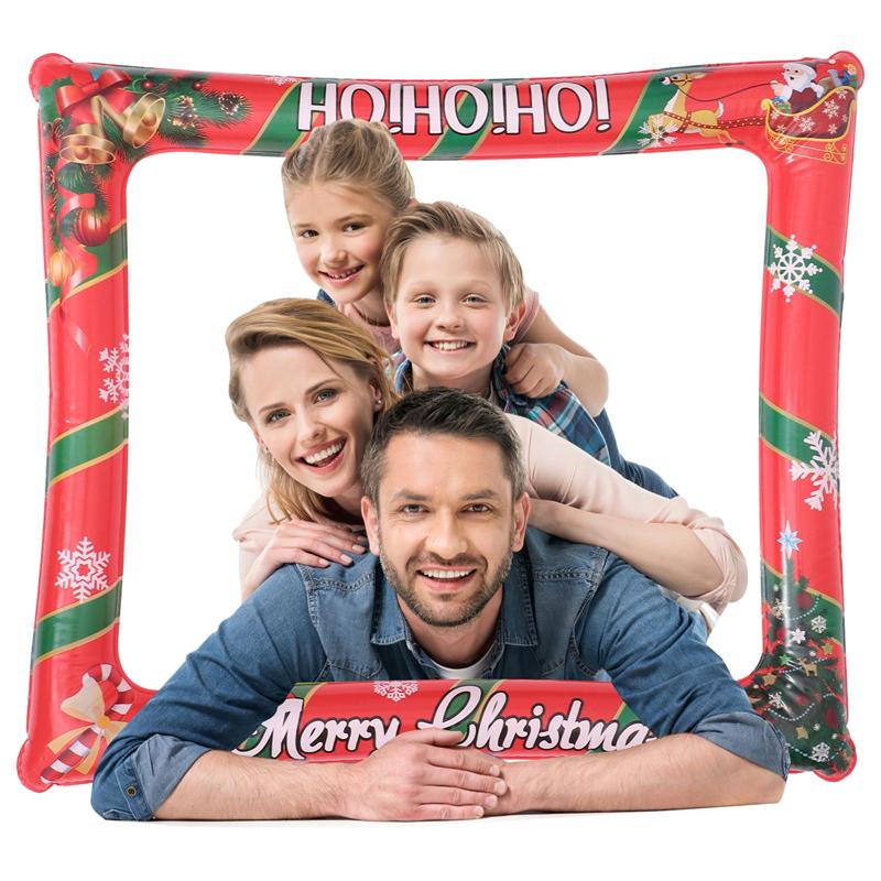 2 stk jul oppustelig fotoramme festbillede selfie ramme prop børn voksen fotobooth rekvisitter jul fest dekoration