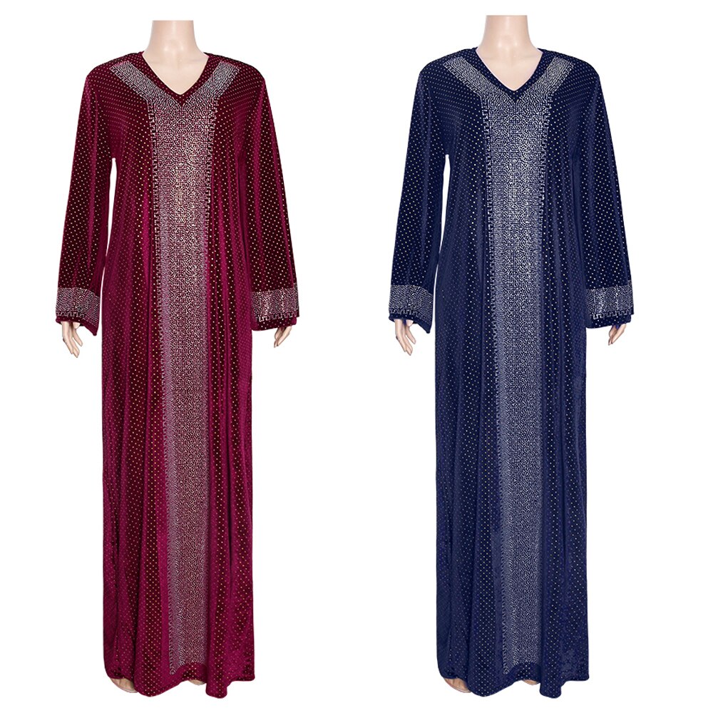 Md Bangladesh Moslim Vrouwen Abaya Jurk Luxe Kaftan Shiny Crystal Vrouwen Galabiyat Grote Size Turkse Islamitische Kleding