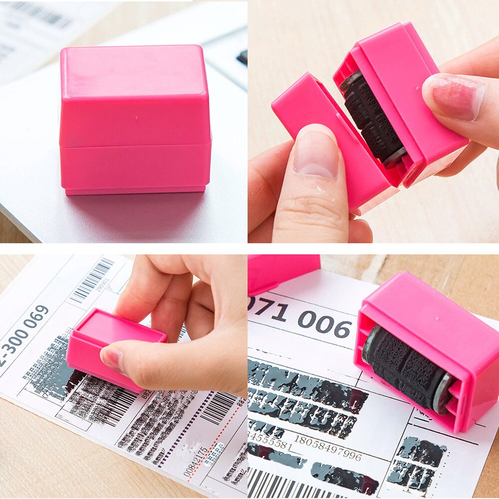 1Pcs Guard Uw Id Roller Stempel Zelfinktende Stempel Rommelige Code Veiligheid Kantoor Belangrijk Nummer Wissen Tool # P30