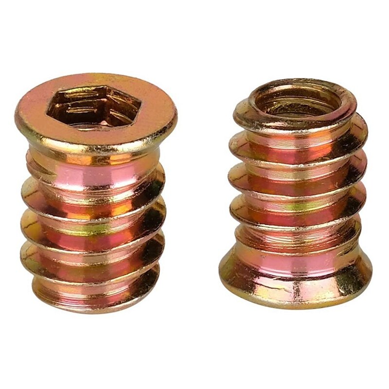 100Pcs M6 X 15Mm Meubels Schroef In Moer Schroefdraad Hout Inserts Bolt Fastener Connector Hex Socket Drive