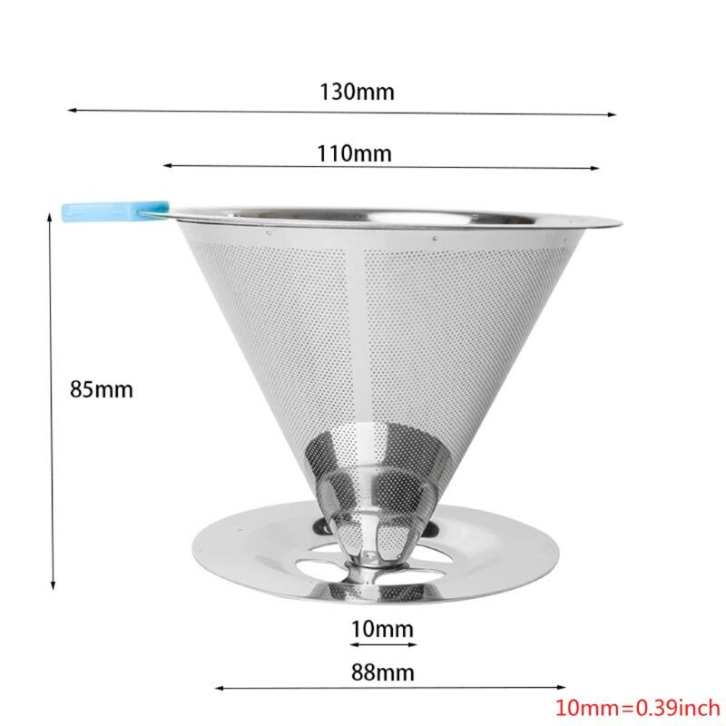 Reusable Coffee Filter 304 Stainless Steel Cone Coffee Filter Baskets Mesh Strainer Pour Over Coffee Dripper: 3