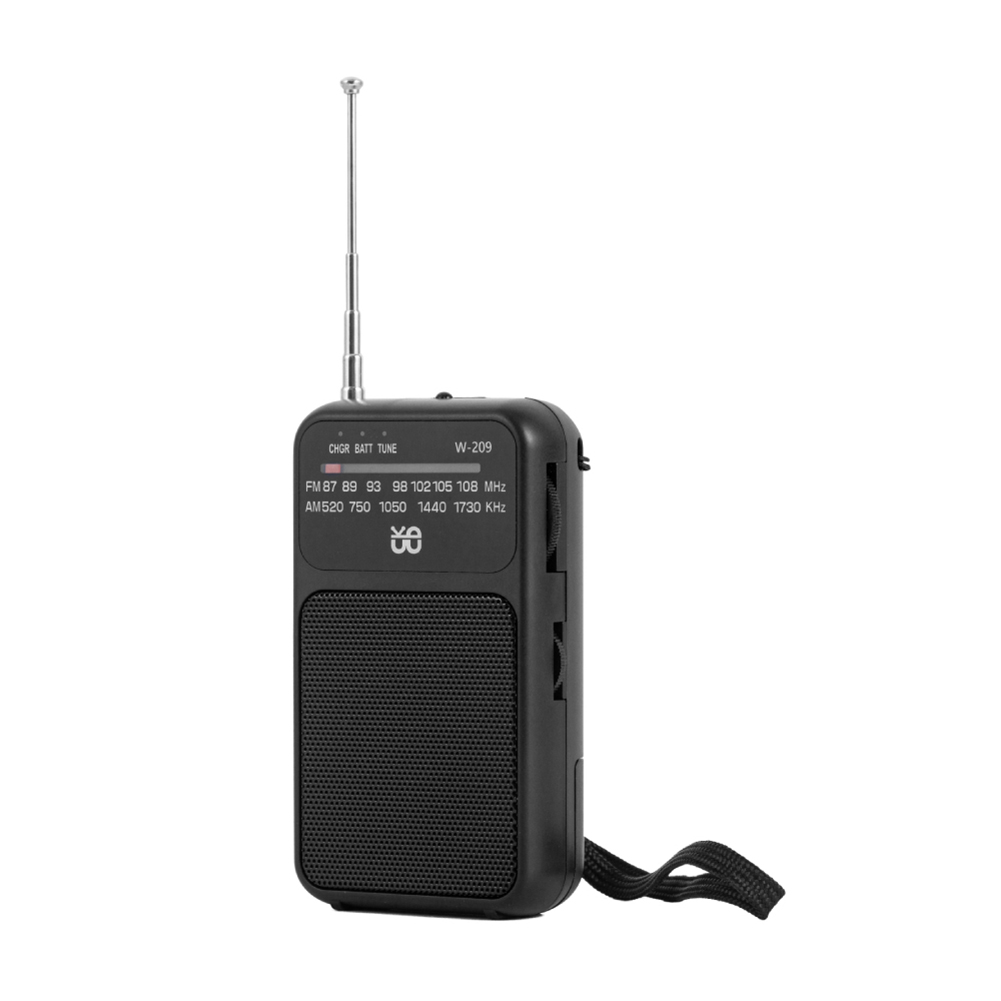 Puntatore portatile Radio Ricevitore radio AM FM portatile Altoparlante incorporato Radio stereo a 2 bande Antenna telescopica a batteria: Black