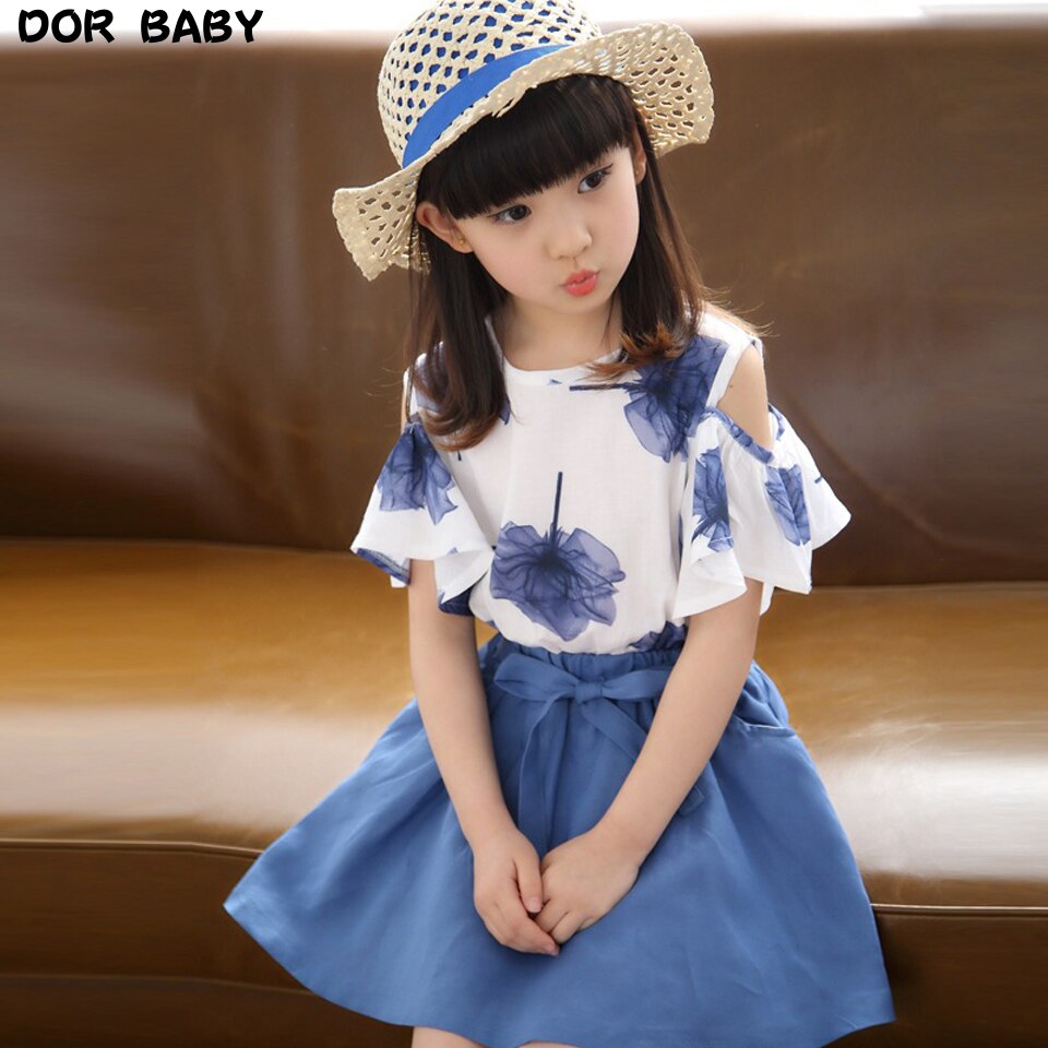 Summer Teenage Girls Suit Girl Clothing Set Kids Short Sleeve Princess Children Clothes Sets Outfits 5 6 8 9 10 11 12 Years