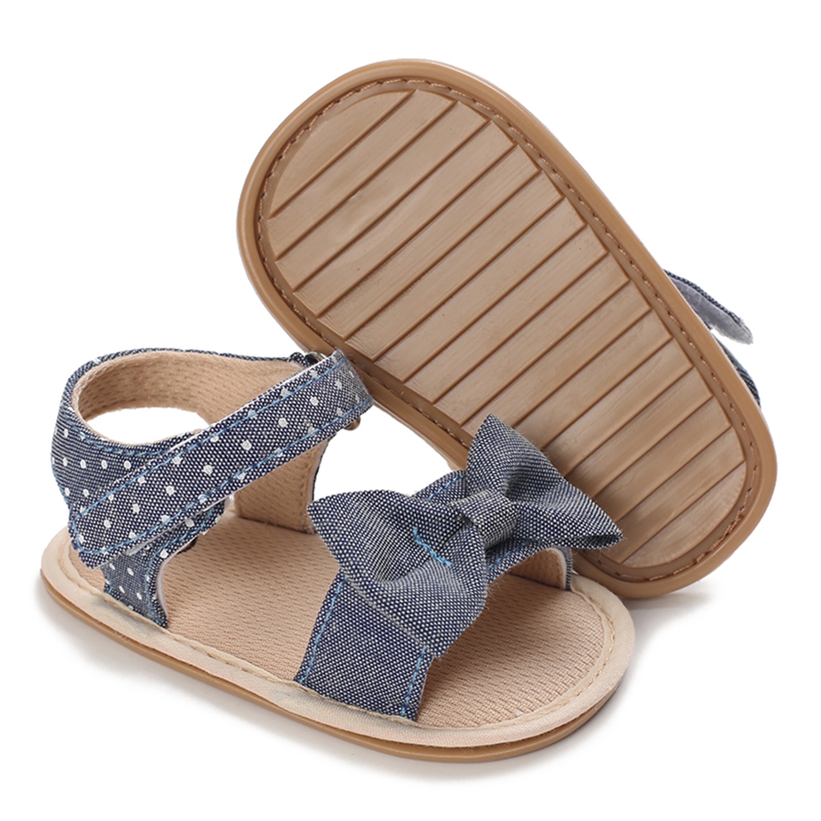 Pudcoco Neugeborenen Anti-Unterhose Sandalen Baby Mädchen Weiche Sohle Punkt drucken Bogen Erste Wanderschuhe 0-18Monate