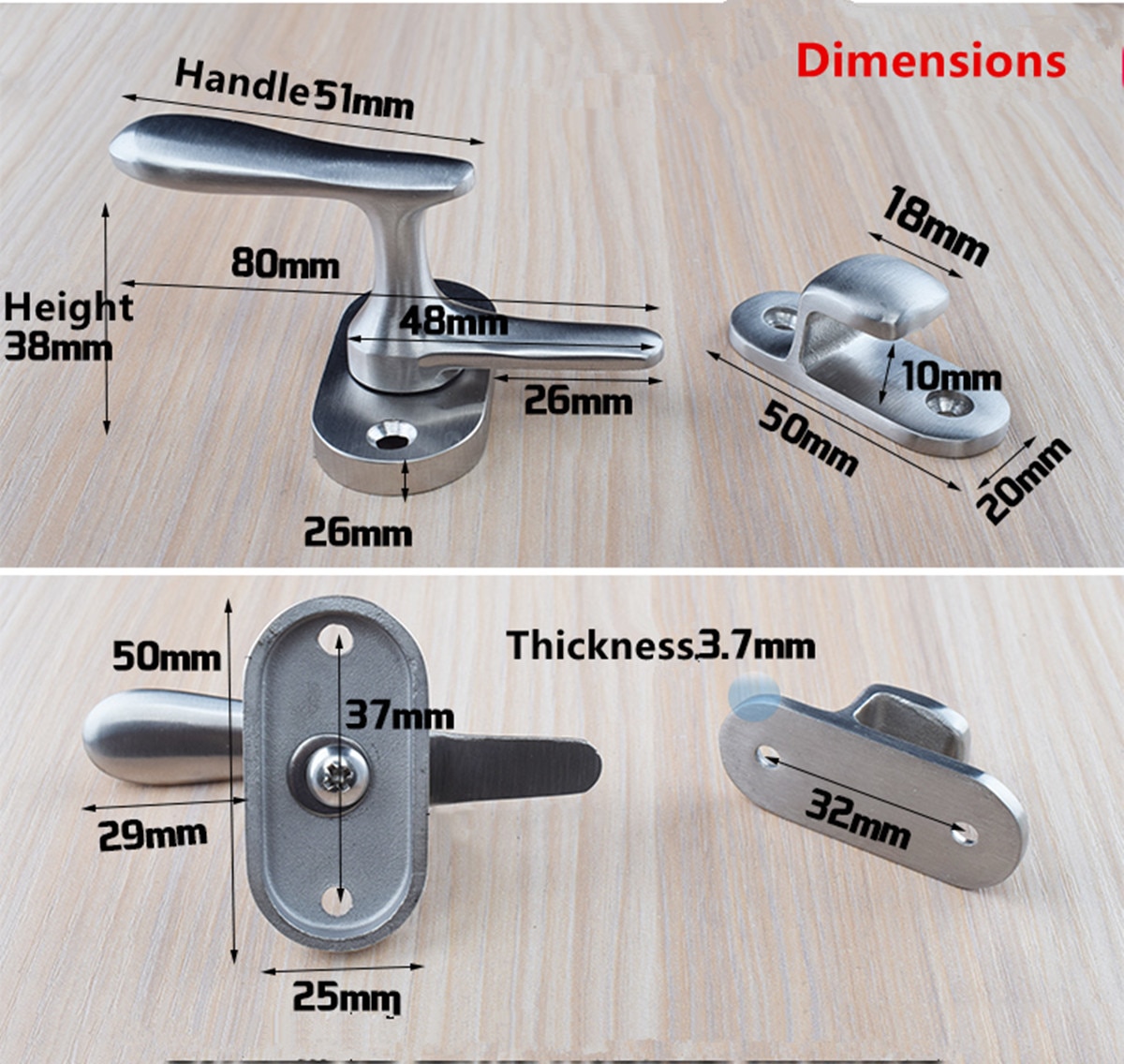 stainless steel Door Bolts Anti-theft lock buckle holder With screw