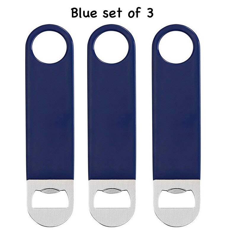 Rvs Bar Blade Bier Flesopener, Barman Flesopeners, Snelheid Openers Set Van 3: Blue set of 3