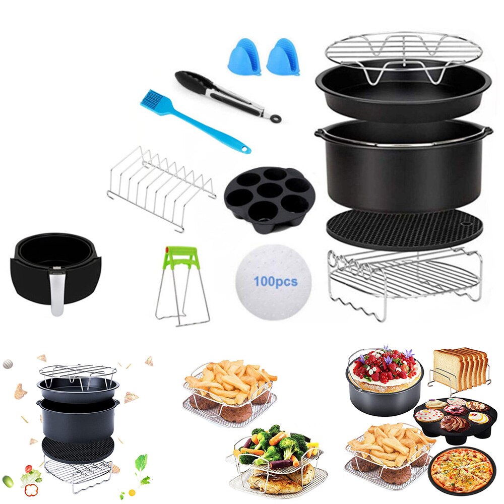 12 stücke Luft Friteuse Zubehör 7 Zoll passen Für Airfryer Backen Korb Pizza Platte Grill Topf Küche Kochen Werkzeug Für Party