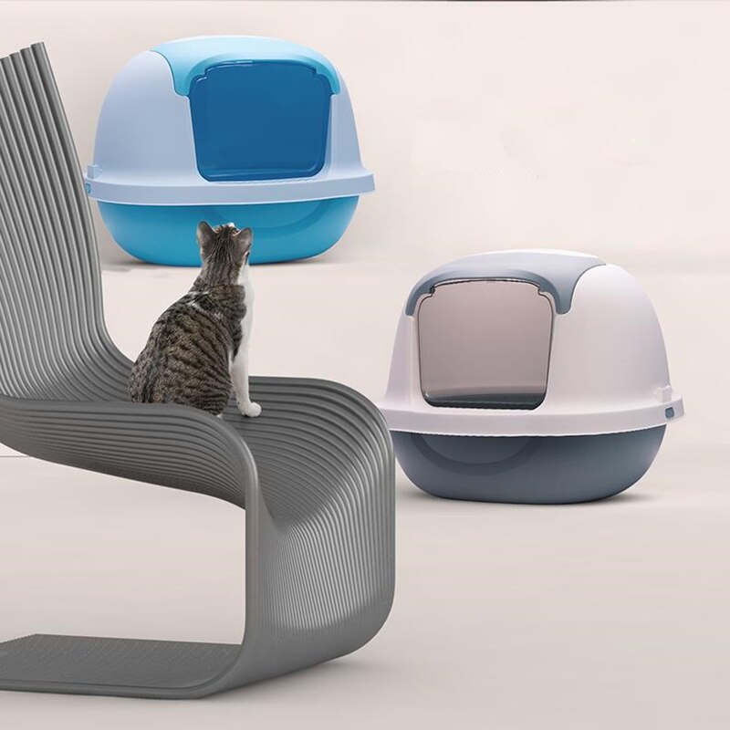 Desodorante grande para gato, caixa de banheira de gato semi-fechada, anti-spatter, shib, gato, sujeira de gato caixa de suprimentos para gato