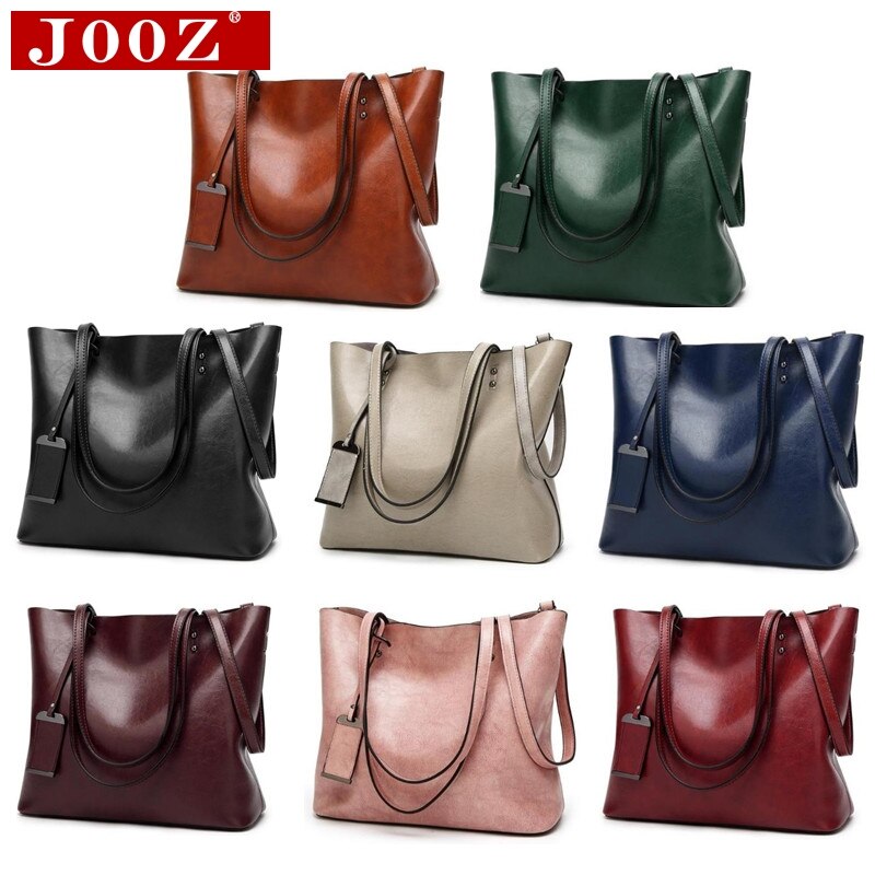 JOOZ Waxing Leather bucket bags Simple Double strap female shoulder bags For Women Messenger Bags Lady All-Purpose Shopping tote