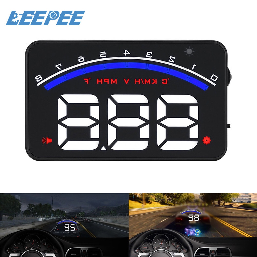 M6 HUD Digital car speedometer Car Head Up Display Vehicle Speeding Warning Car styling 3.5" Screen RPM OBD2 With Anti-slip Pad